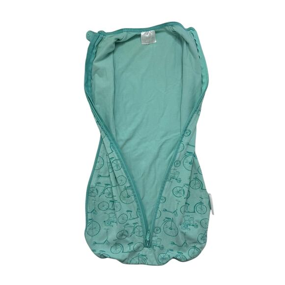 WOOMBIE Bicycle Print Original Big Baby Wearable Blanket Swaddle 14-19lbs Green - Picture 2 of 5
